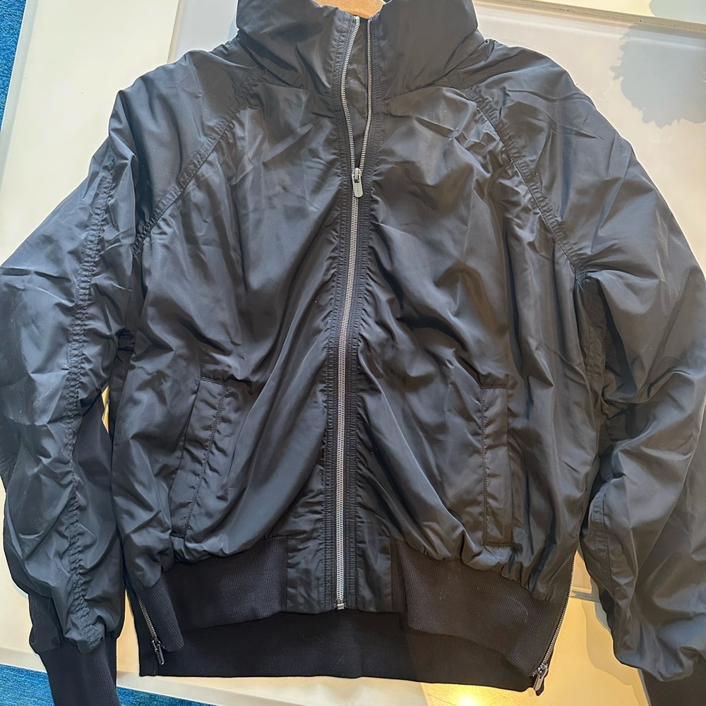 Athleta Black Bomber Jacket with Ribbed Cuffs - NWOT